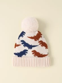 Baby Cartoon Dinosaur Print Hat - Beige - View 5
