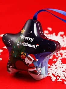 1 pieza Caja de lata Navidad con estampado de dibujos animados en forma de estrella al azar - Multicolor - Ver 2