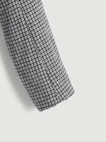 SHEIN MOD Plaid Lapel Collar Double Button Overcoat - Grey - View 7