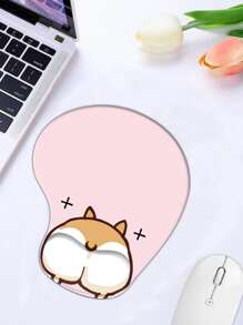 Dog Print Mouse Pad With Wrist Rest - Pink - View 1