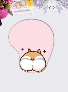 Dog Print Mouse Pad With Wrist Rest - Pink - View 2