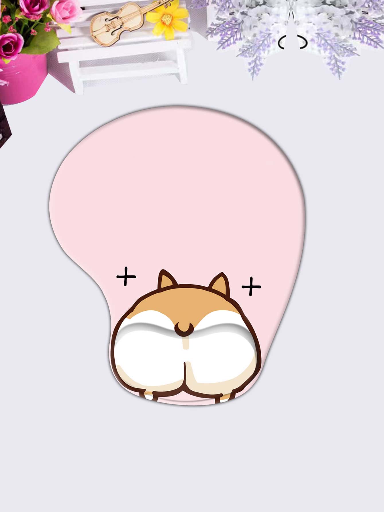 Alfombrilla de ratón con estampado de perro con Almohadilla para muñeca - Rosa - Añade 2