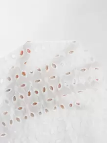 Soleia 綁結露背網眼刺繡吊帶連衣裙 - 白色 - 查看 6