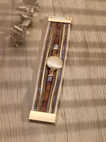 1 Peça Ampla Couro Do Plutônio Bracelete Com Magnético Fivela & Aleatória Colorida Zircônia Cúbica