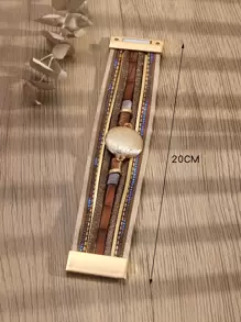 1 Peça Ampla Couro Do Plutônio Bracelete Com Magnético Fivela & Aleatória Colorida Zircônia Cúbica