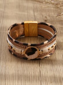 Vòng đeo tay nhiều lớp Chi tiết In hoa Báo - Nhiều màu - Xem 2