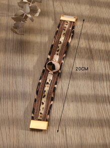 Vòng đeo tay nhiều lớp Chi tiết In hoa Báo - Nhiều màu - Xem 3