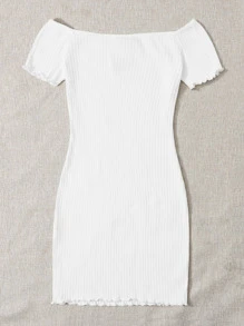 Muchica Embroidered Butterfly Graphic Ribbed Dress - White - View 2