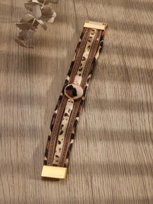 Vòng đeo tay nhiều lớp Chi tiết In hoa Báo - Nhiều màu - Xem 4