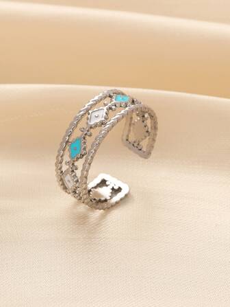 Dellgoo 幾何裝飾開口戒指