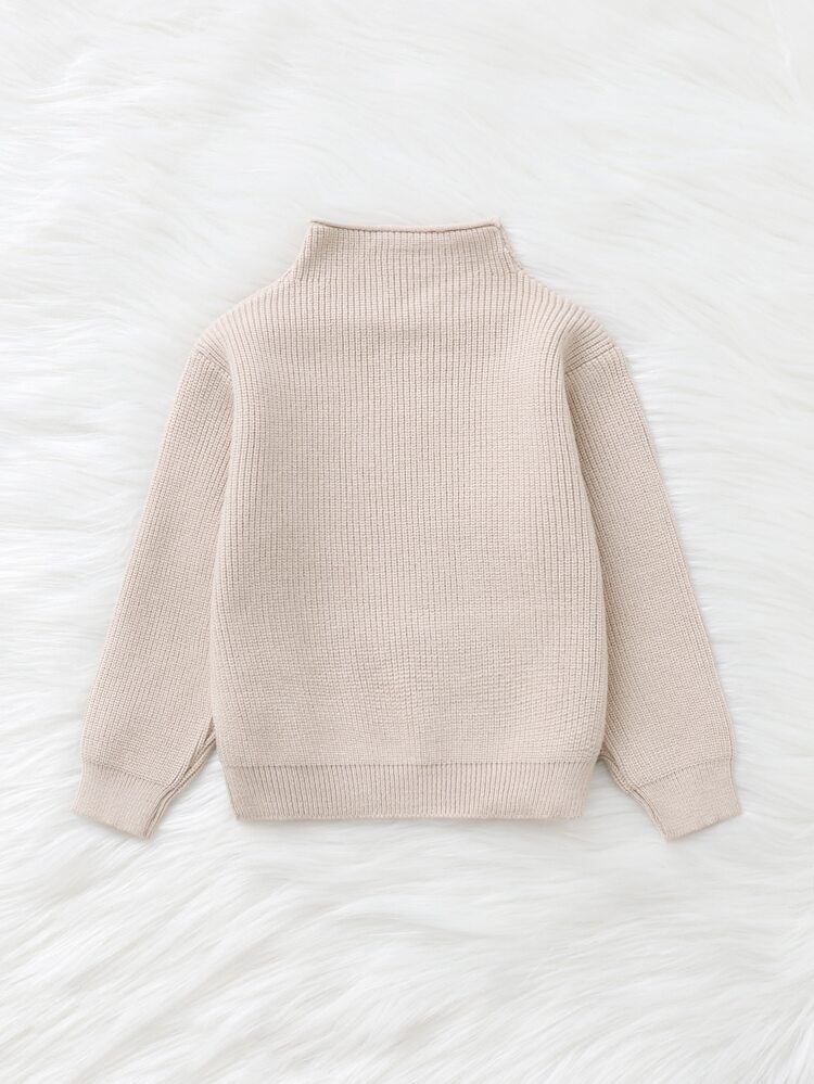 Baby Girl Mock Neck Ribbed Knit Sweater