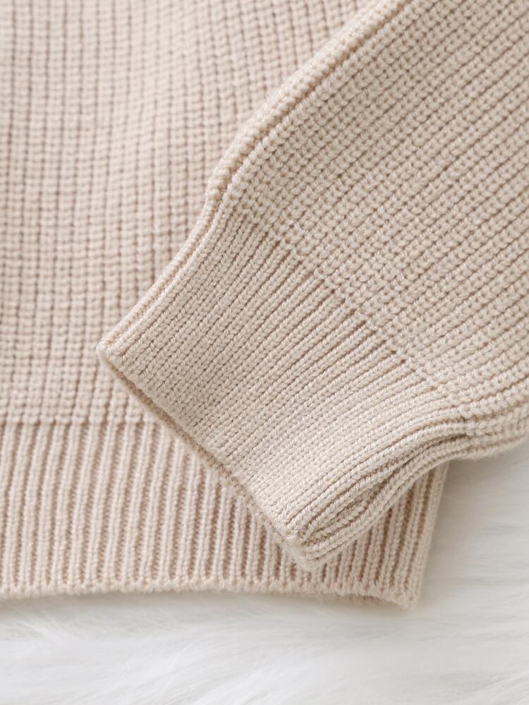 Baby Girl Mock Neck Ribbed Knit Sweater