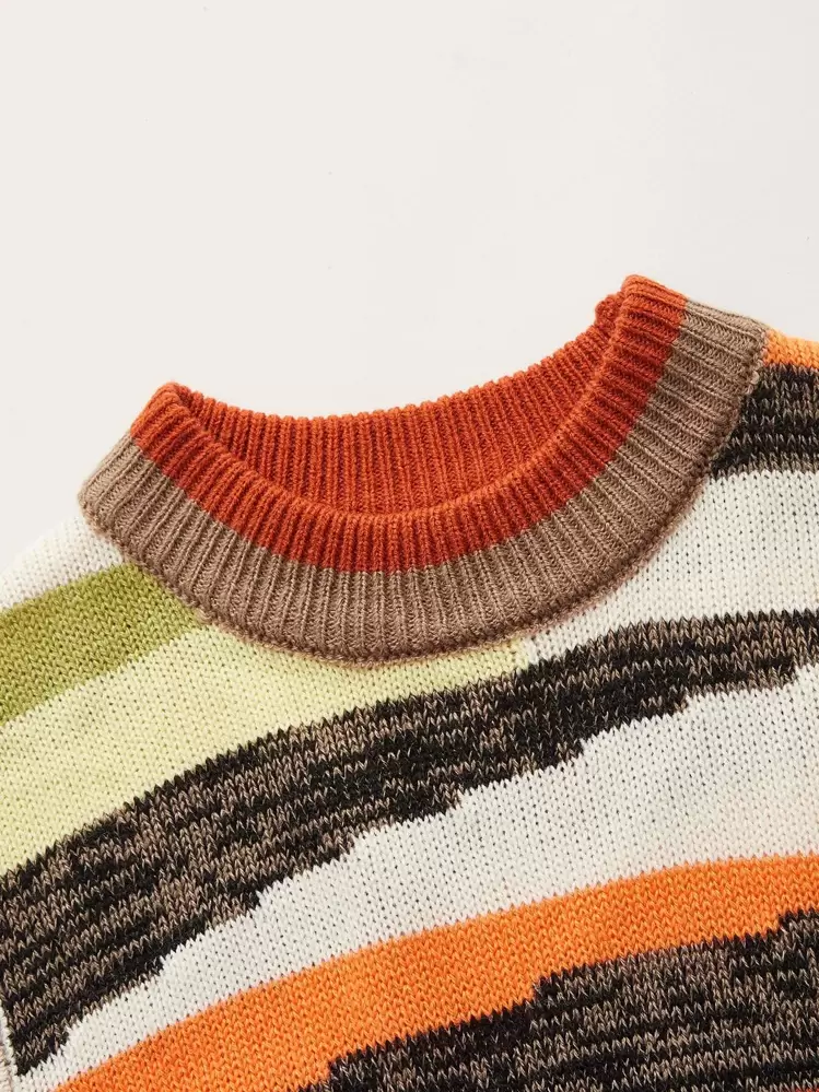 Muchica Color Block Mock Neck Sweater Vest Without Blouse - Multicolor - View 3