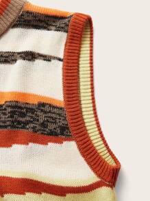 Muchica Colour Block Mock Neck Sweater Vest Without Blouse - Multicolor - View 4