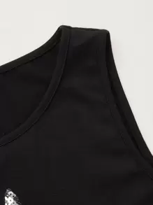 Muchica Star Sequins Crop Tank Top