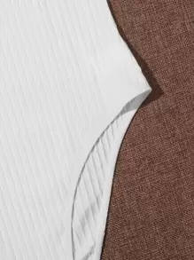 SHEIN EZwear Butterfly Print Ringer Bodysuit - White - View 5