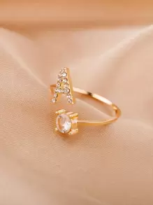 Anillo ajustable para nudillos con letras y cristal Az, regalo para mujeres y niñas que cubre 26 iniciales, perfecto para crear un momento inolvidable, 1 pieza