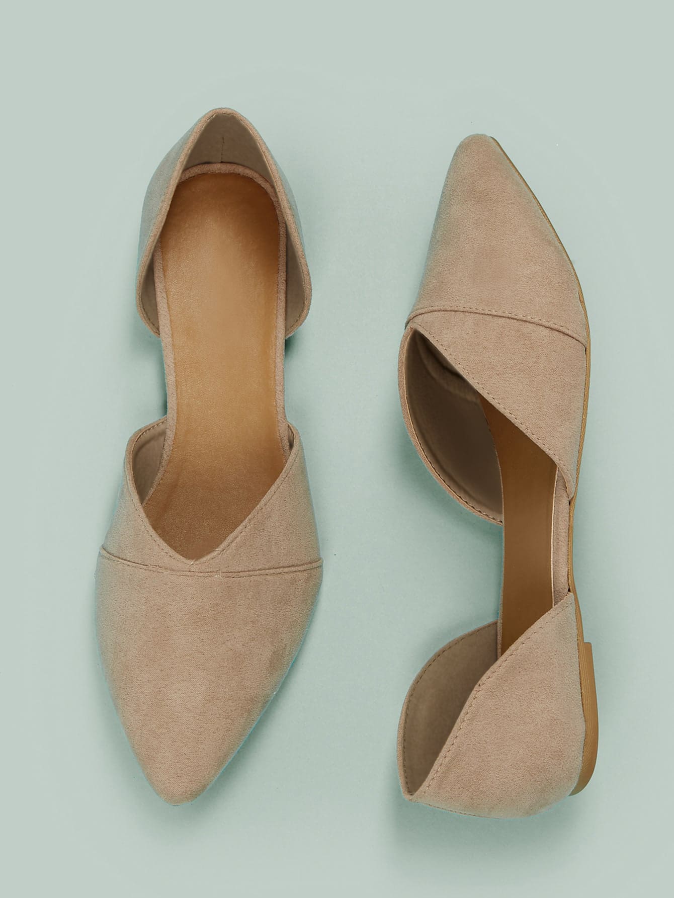 SHUZIA Pointy Toe Loafer Flats - Khaki - View 1