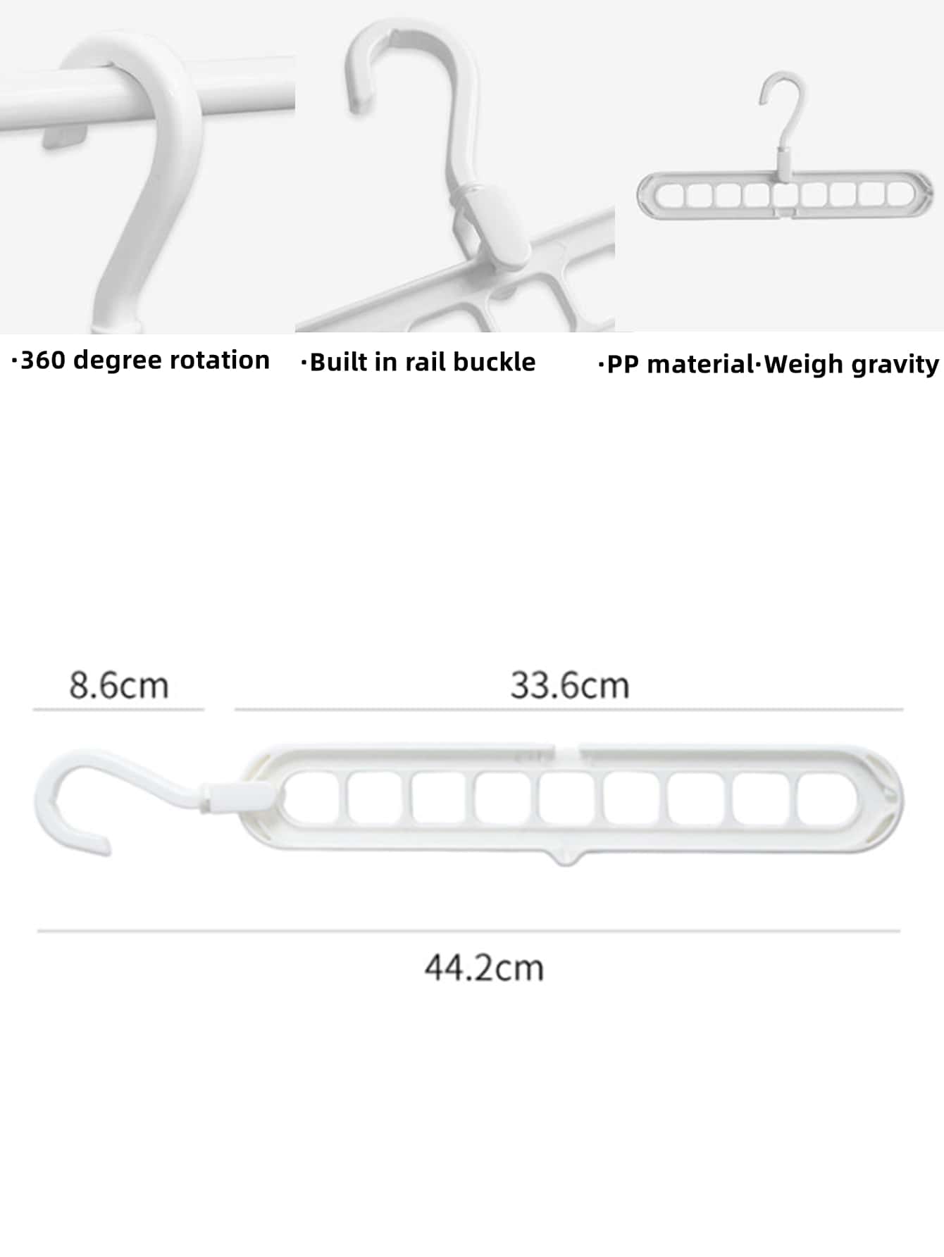 1pc Plain Multi-Hole Hanger - White - View 7