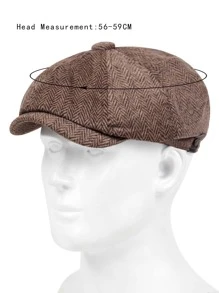 男士人字形圖案鴨舌帽 - 棕色 - 查看 4