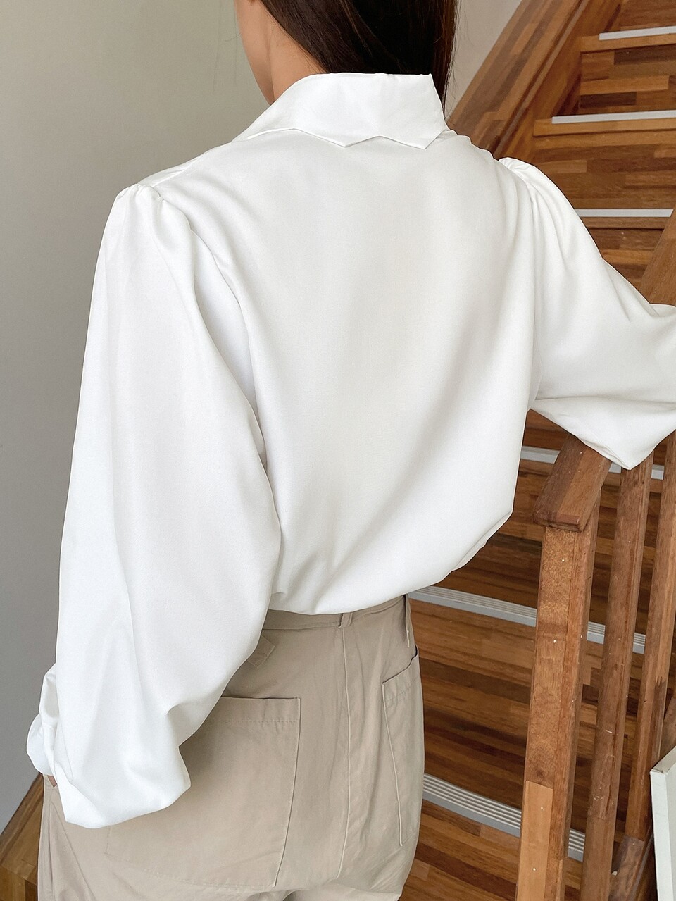 Floral Embroidery Lantern Sleeve Shirt,Fall Women Clothes Long Sleeve Top
