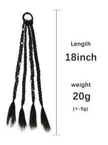 中等合成髮辮 - 黑色 - 查看 3