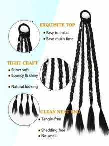 中等合成髮辮 - 黑色 - 查看 5