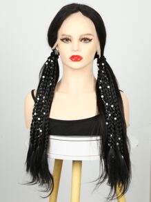 中等合成髮辮 - 黑色 - 查看 6