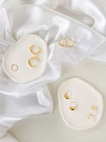 1個高端時尚珠寶托盤,展示架,拍照裝飾道具（由石膏製成）,情人節禮物 - 白色 - 查看 5