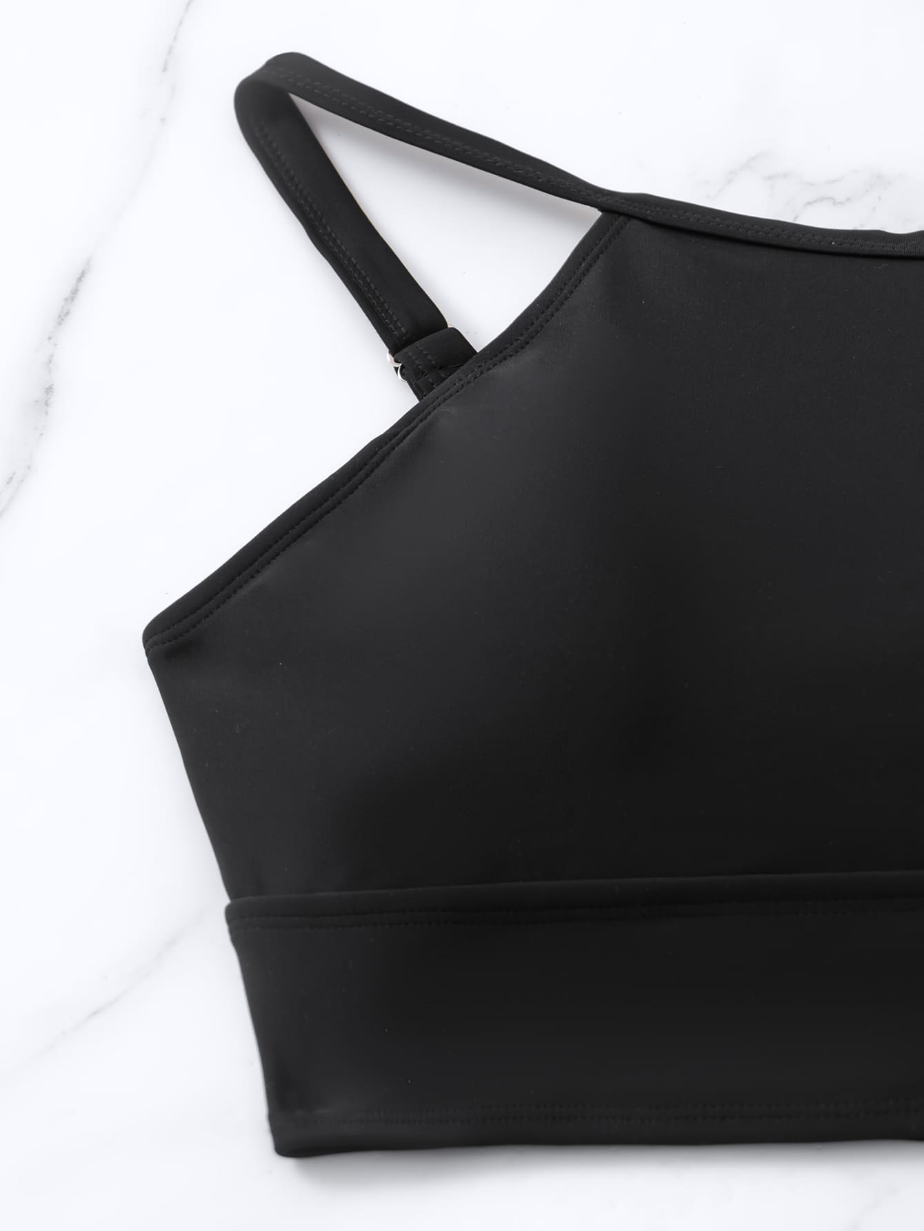 Swim Lushoire Conjunto de 2 piezas para bikini con camiseta de tirantes y pantalones cortos con cordón estampado floral aleatorio para playa de verano - Negro - Añade 3