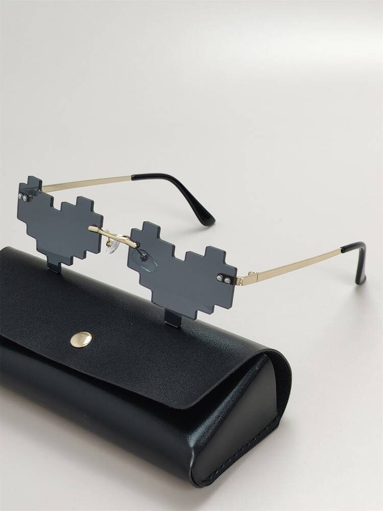 Hombres Gafas de moda sin montura de lentes de corazón - Gris Oscuro - Añade 2