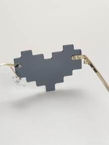 Hombres Gafas de moda sin montura de lentes de corazón - Gris Oscuro - Ver 6