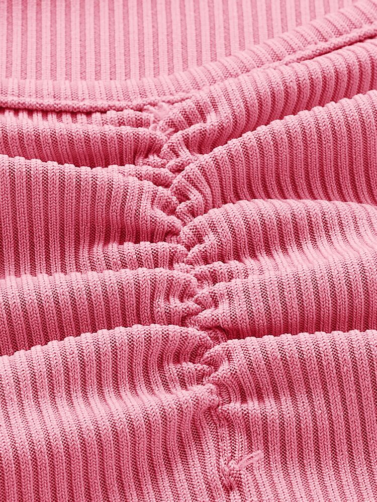 SHEIN MOD Camiseta fruncido escote corazón ribete en forma de lechuga - Rosa - Añade 3