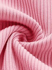 SHEIN MOD Áo thun nữ Xù nhỏ Xù màu trơn Giải trí - Hồng - Xem 4