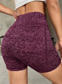 SHEIN Essnce 收復雜色針織騎行褲 - 紫色 - 查看 2