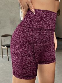 SHEIN Essnce 收復雜色針織騎行褲 - 紫色 - 查看 3