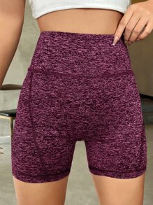 SHEIN Essnce 收復雜色針織騎行褲 - 紫色 - 查看 4