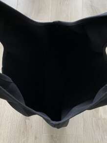 Bolsa de compras con estampado de mariposa y letra - Negro - Ver 3