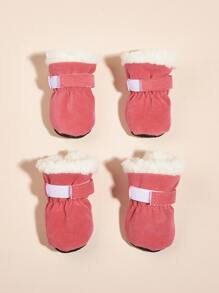 1套粉色寵物絨面鞋，適合貓和狗，可供日常穿著使用