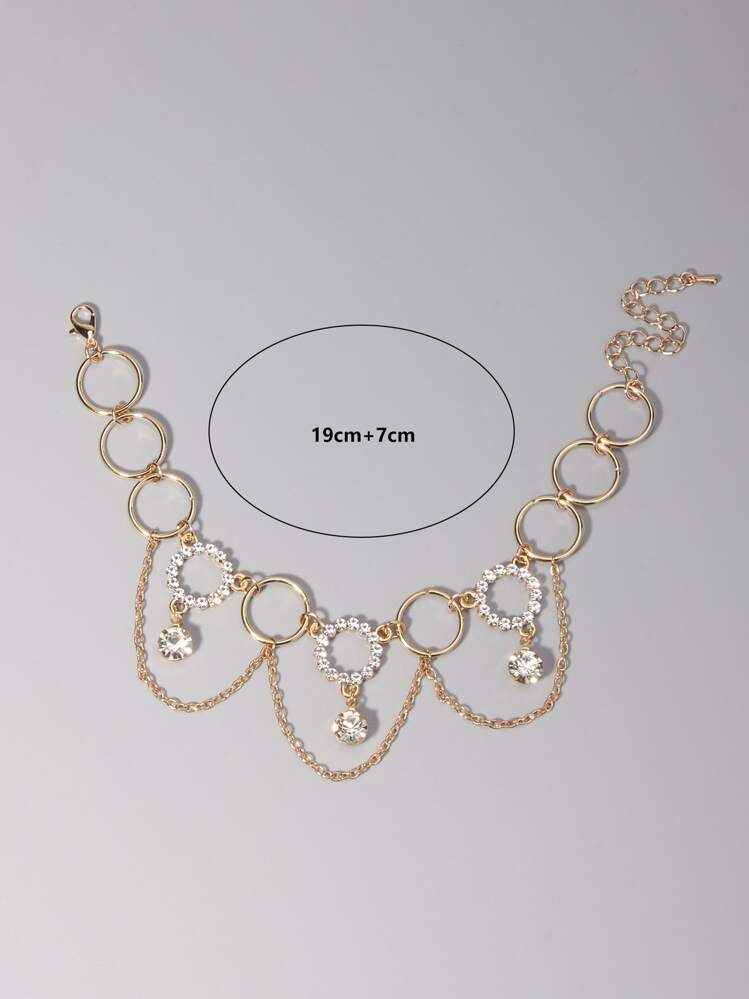 Vòng chân trang trí bằng Rhinestone - Vàng - Xem 4