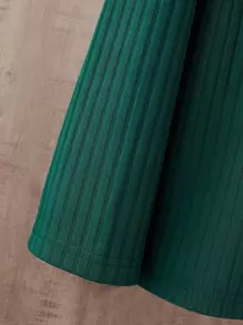 Manfinity Homme Men Ribbed Knit Striped Trim Tee - Dark Green - View 4