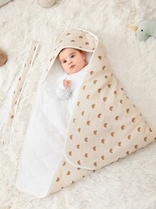 1入組嬰兒長毛絨彩虹印花繈褓毯