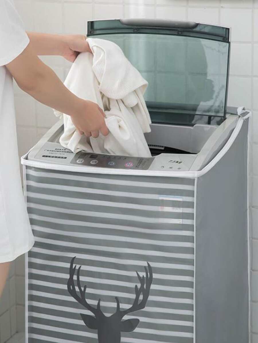 Elk Print Washing Machine Cover - Grey - View 1