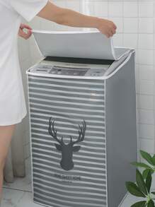 Elk Print Washing Machine Cover - Grey - View 2