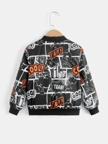 SHEIN Toddler Boy Jackets Dây kéo Hoạt hình Lá thư Giải trí - Nhiều màu - Xem 2