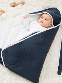 1 cái chăn quấn trơn sang trọng cho trẻ sơ sinh - Màu xanh bụi bặm - Xem 4