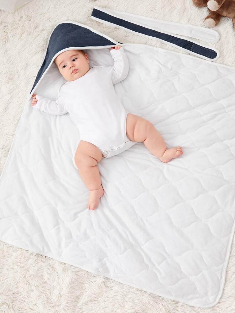 1 cái chăn quấn trơn sang trọng cho trẻ sơ sinh - Màu xanh bụi bặm - Xem 6