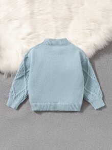 SHEIN Toddler Girls Argyle Knit Jumper - Baby Blue - View 2