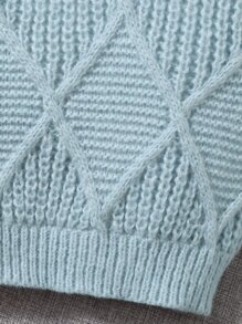 SHEIN Toddler Girls Argyle Knit Jumper - Baby Blue - View 4