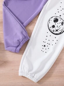 Girls Sun & Moon Print Hoodie & Joggers - Multicolor - View 3